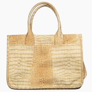Vince Camuto Snakeprint Tote Bag Cream Medium Desert Boho Western Style